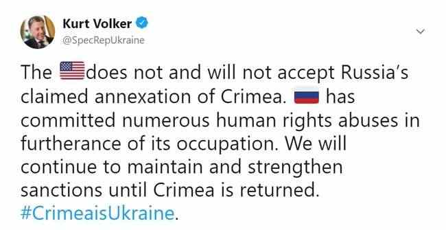 США продолжат сохранение и усиление санкций против РФ до возвращения Крыма Украине, - Волкер 01