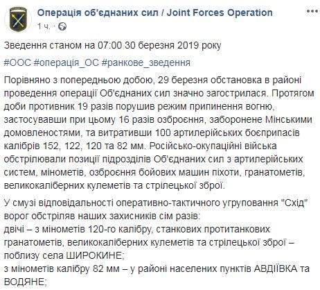 Враг за сутки 19 раз нарушил перемирие: погиб украинский воин, уничтожены 4 террориста, ЗРК и станция РЭБ 01