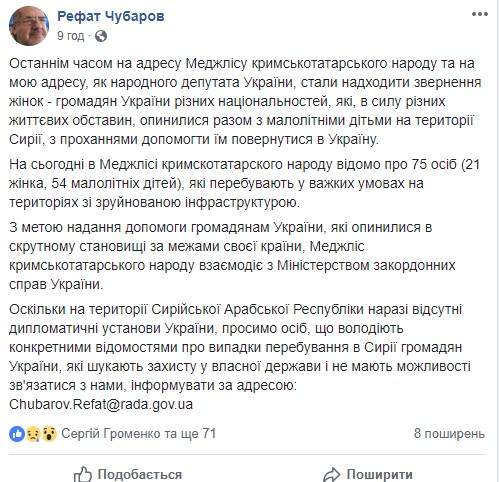 Женщины с украинским гражданством, оказавшиеся на территории Сирии, просят помочь им вернуться в Украину, - Чубаров 01