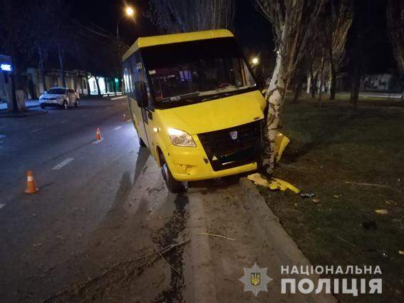 20-летний водитель маршрутки не справился с управлением и врезался в дерево в Николаеве: пострадали четверо пассажиров 01