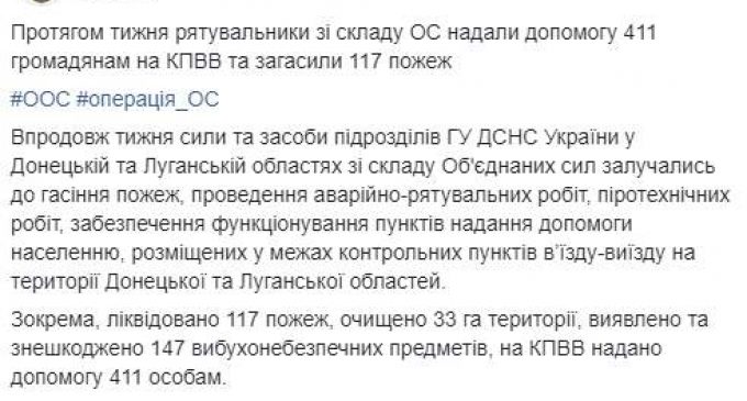 Спасатели за неделю разминировали 33 гектара территории возле КПВВ на Донбассе, обезвредив 147 взрывоопасных предметов. ФОТО