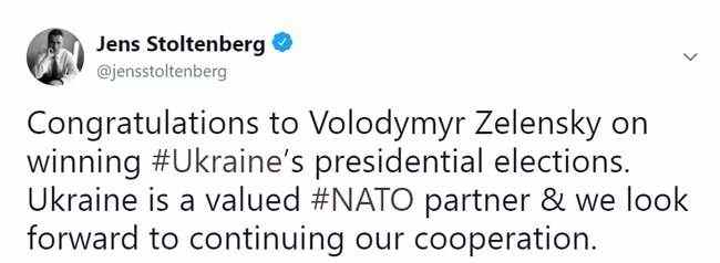 Украина - ценный партнер НАТО, мы надеемся на продолжение сотрудничества, - Столтенберг поздравил Зеленского 01