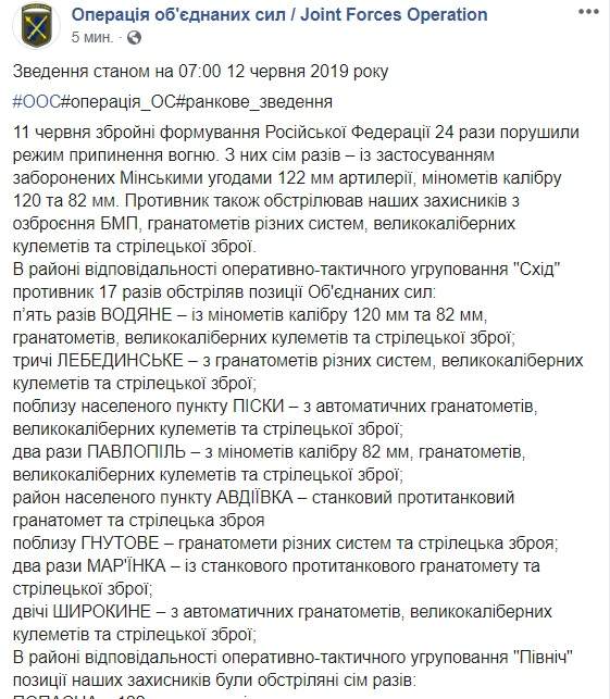 Враг за сутки 24 раза атаковал позиции ОС на Донбассе: ранены трое украинских воинов, уничтожены 2 и ранены 7 наемников РФ, - штаб 01