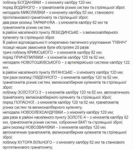 Один украинский воин погиб, девять получили ранения и травмы, ранены семь террористов. За сутки - 42 вражеских обстрела, - штаб 02