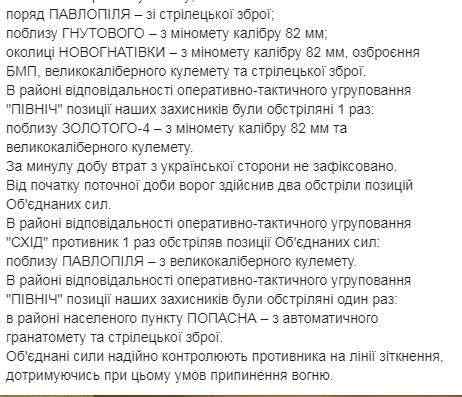 За сутки зафиксированы 11 обстрелов: наемники РФ применяют запрещенное вооружение, - пресс-центр ООС 02