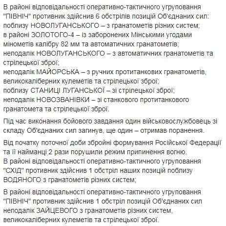 Наемники РФ 30 августа 17 раз нарушили перемирие: погиб морпех, есть раненый 02