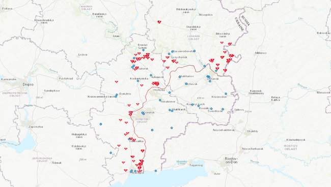 Разработана интерактивная карта заминированных территорий Донбасса, - Минобороны 01