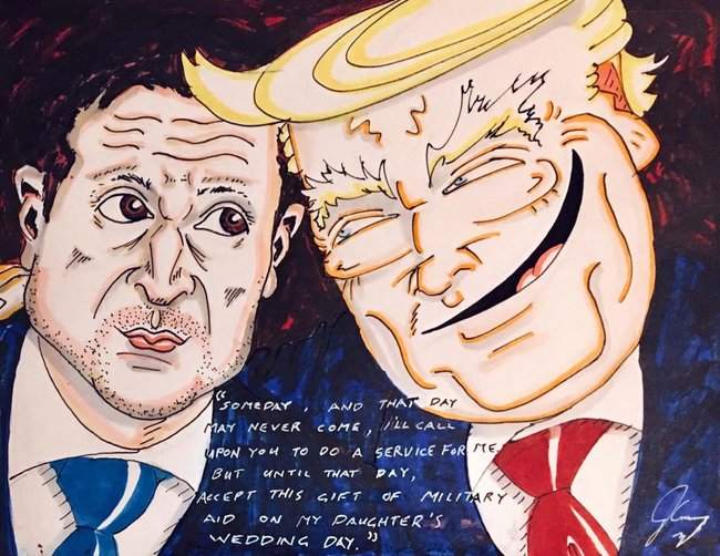 Актер Джим Керри нарисовал карикатуру на Зеленского и Трампа 01