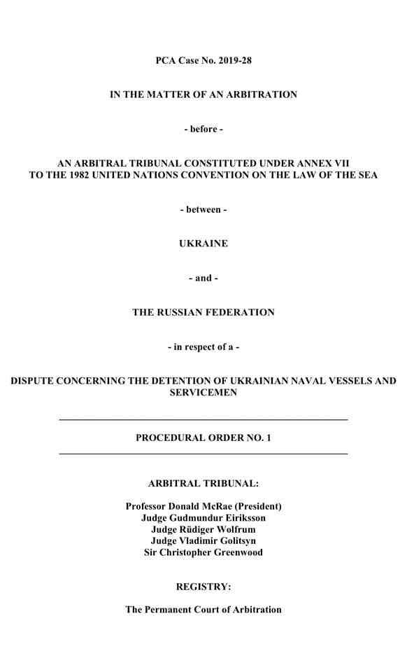 Арбитражный Трибунал указал в названии дела против РФ факт задержания 3 украинских кораблей и экипажей, - Зеркаль 01