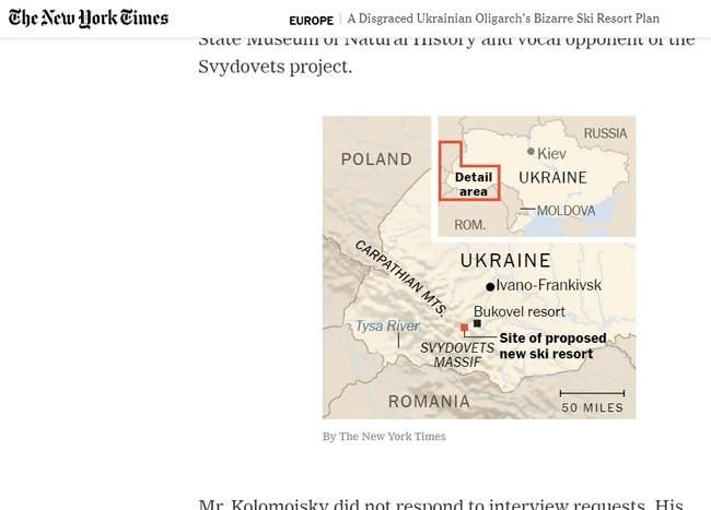 The New York Times в статье о Коломойском использовало карту Украины без Крыма 01