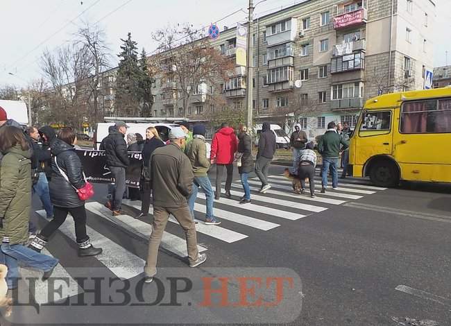 Киевляне, протестующие против застройки парка Кристерова горка, перекрыли улицу Вышгородскую и площадь Шевченко 15