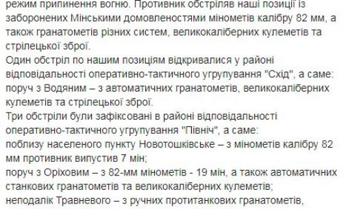 Наемники РФ за сутки 4 раза обстреливали позиции украинских воинов, применяли 82-мм минометы. Потерь нет, – штаб ОС