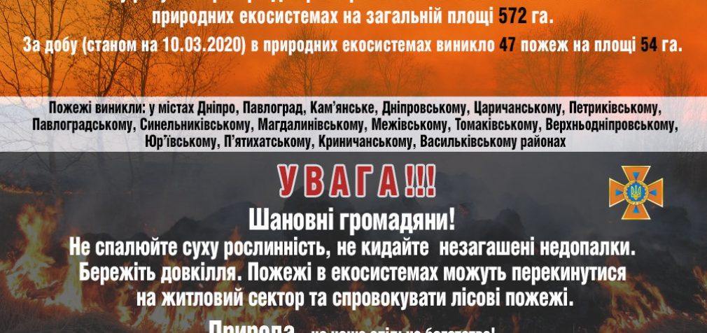 47 пожаров за сутки: спасатели просят жителей Днепропетровщины не сжигать траву, – ФОТО