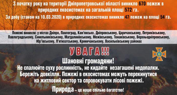 47 пожаров за сутки: спасатели просят жителей Днепропетровщины не сжигать траву, – ФОТО