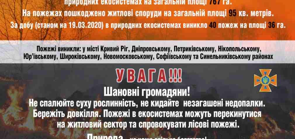 40 пожаров за сутки: спасатели просят жителей Днепропетровщины не сжигать траву, – ФОТО
