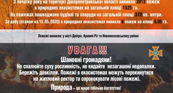 6 пожаров за сутки: спасатели просят жителей Днепропетровщины не сжигать траву, – ФОТО