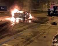 В центре Днепра из-за жесткого ДТП загорелся автомобиль: подробности