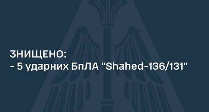 Уночі ворог атакував іранськими ударними дронами: ЗСУ знищили 5