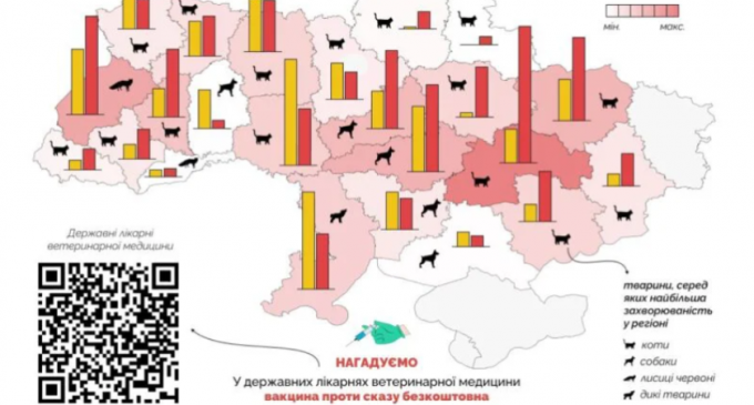 Дніпропетровщина посіла перше місце за кількістю хворих на сказ тварин